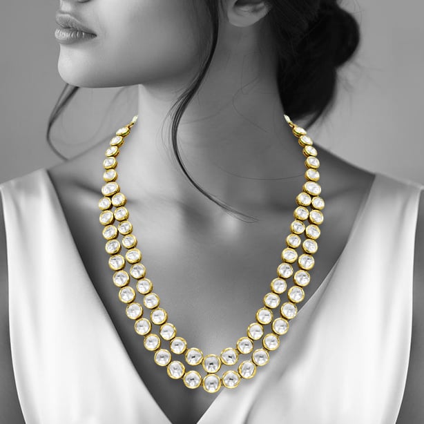 Double-Line Ivory Polki Necklace